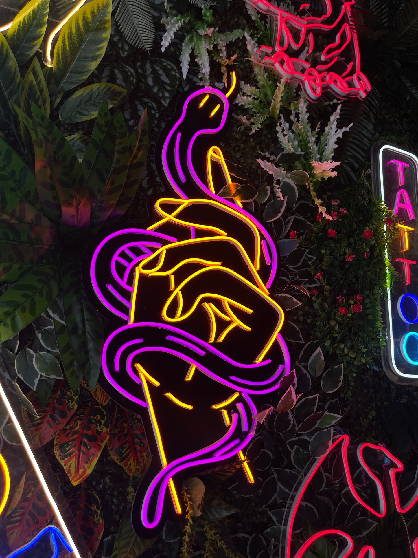 Hand With Snake Neon Dekor