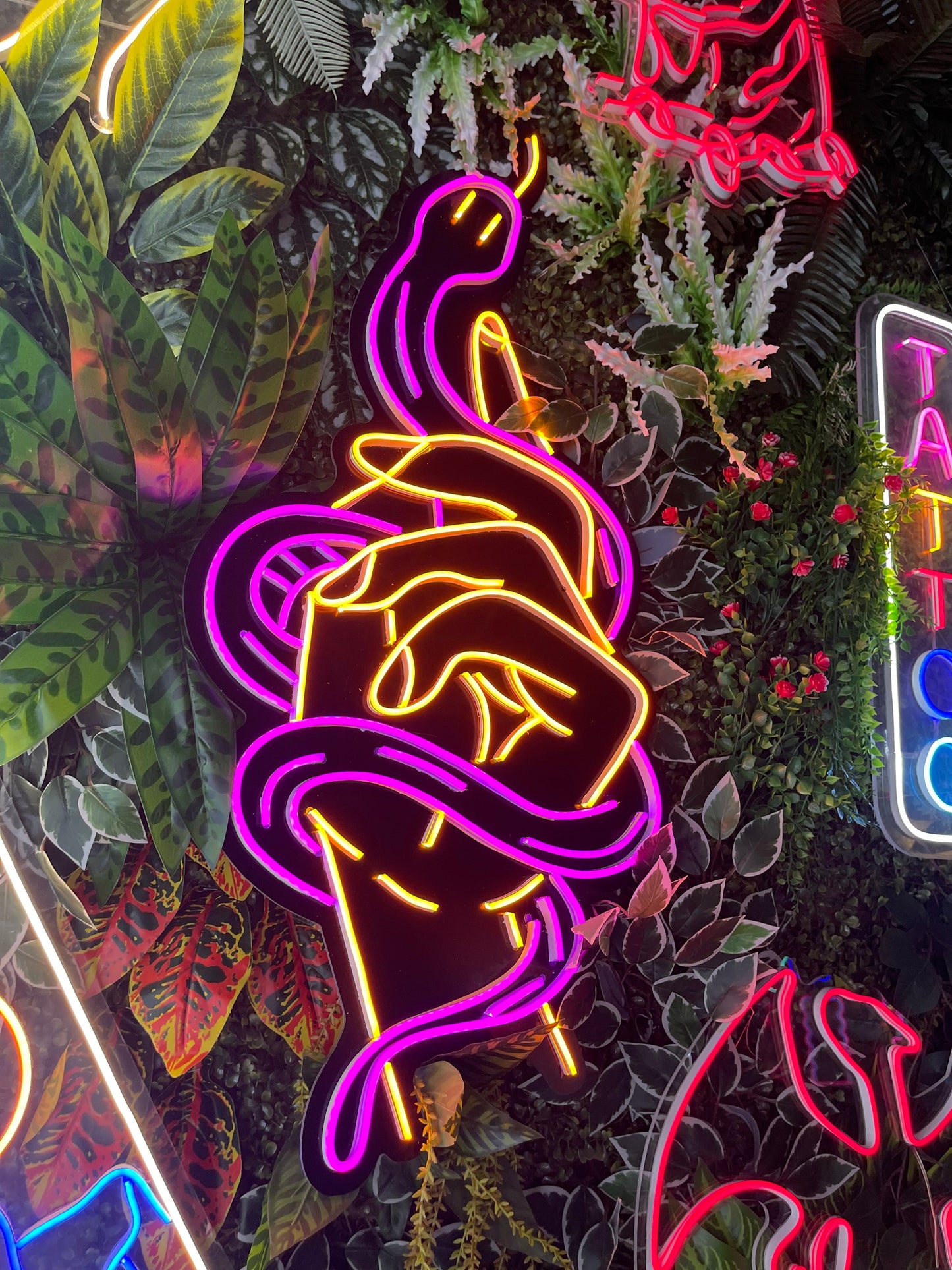 Hand With Snake Neon Dekor
