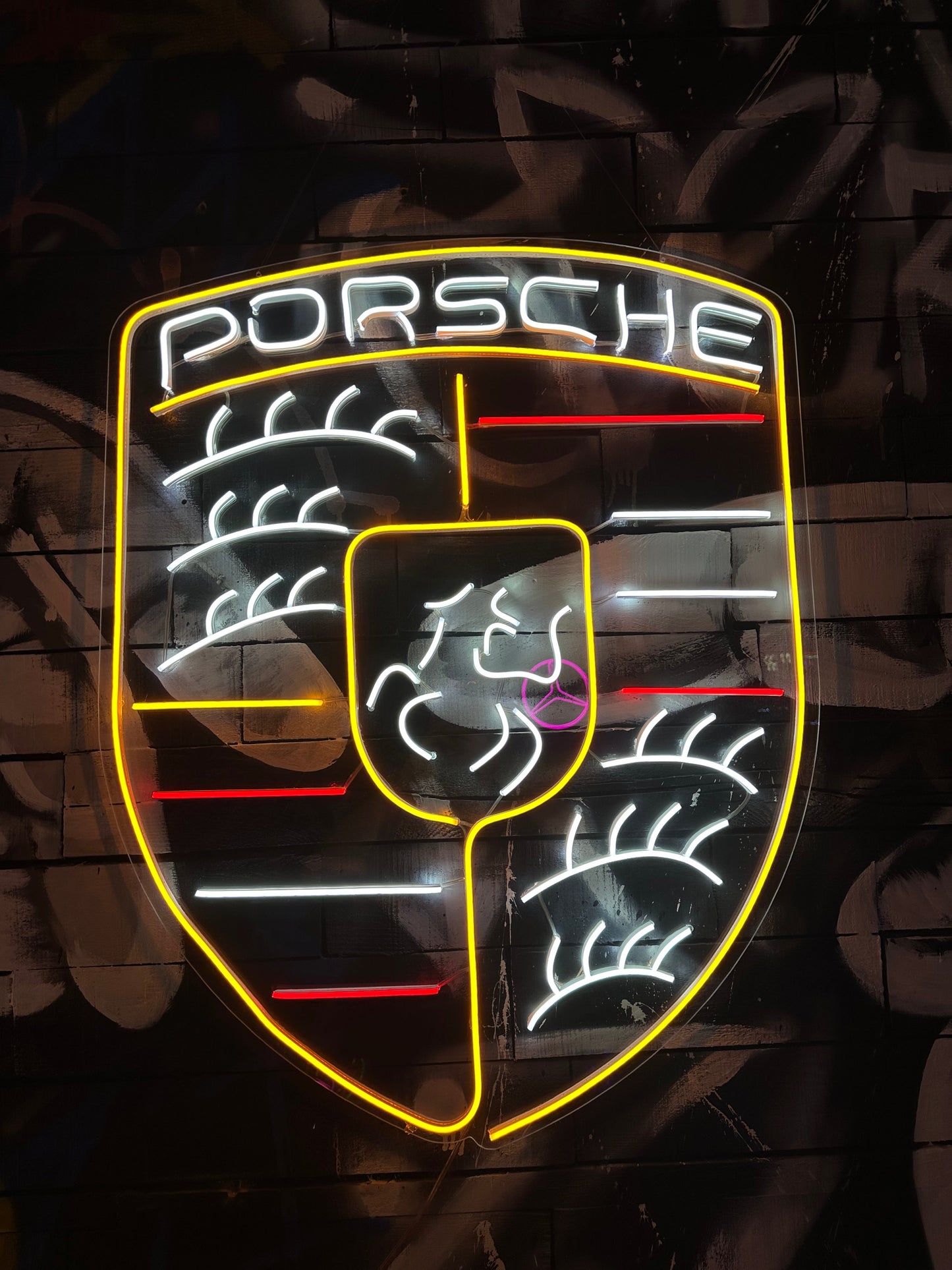 Custom Neon Porsche Logo Duvar Dekoru
