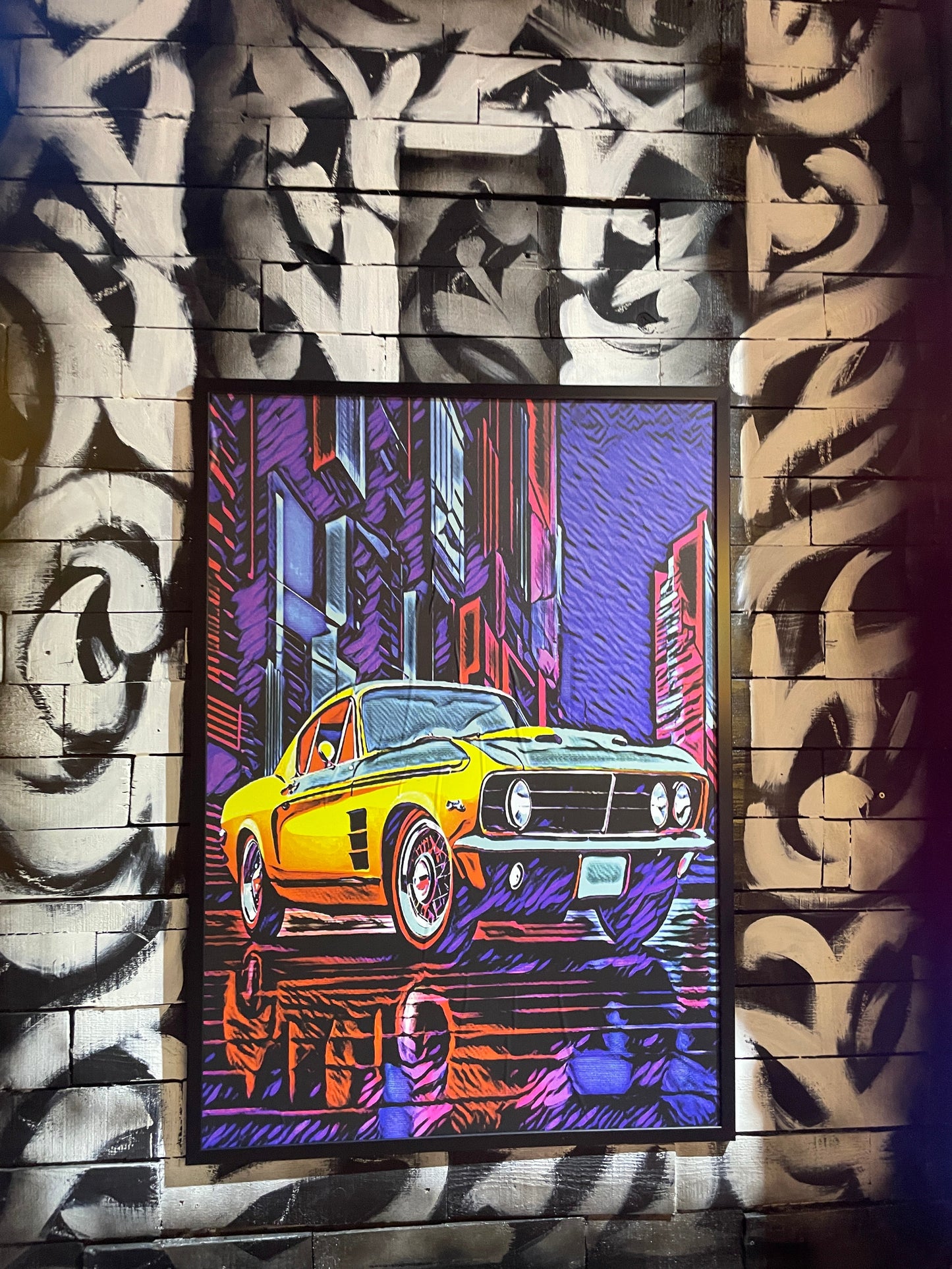 Vibrant Muscle Car Neon Özel Tasarım Dekor
