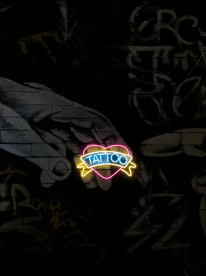 Heart & Banner Tattoo Neon Dekor