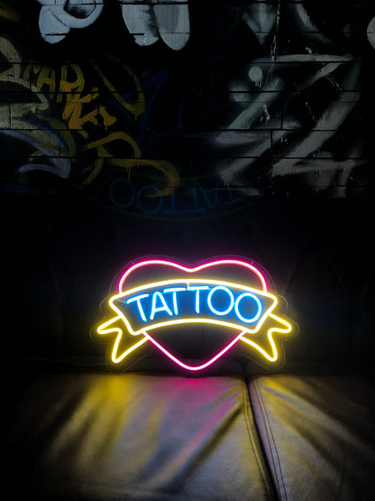 Heart & Banner Tattoo Neon Dekor