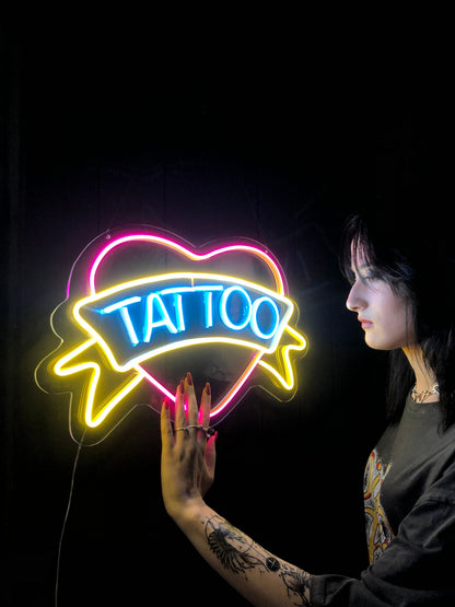 Heart & Banner Tattoo Neon Dekor