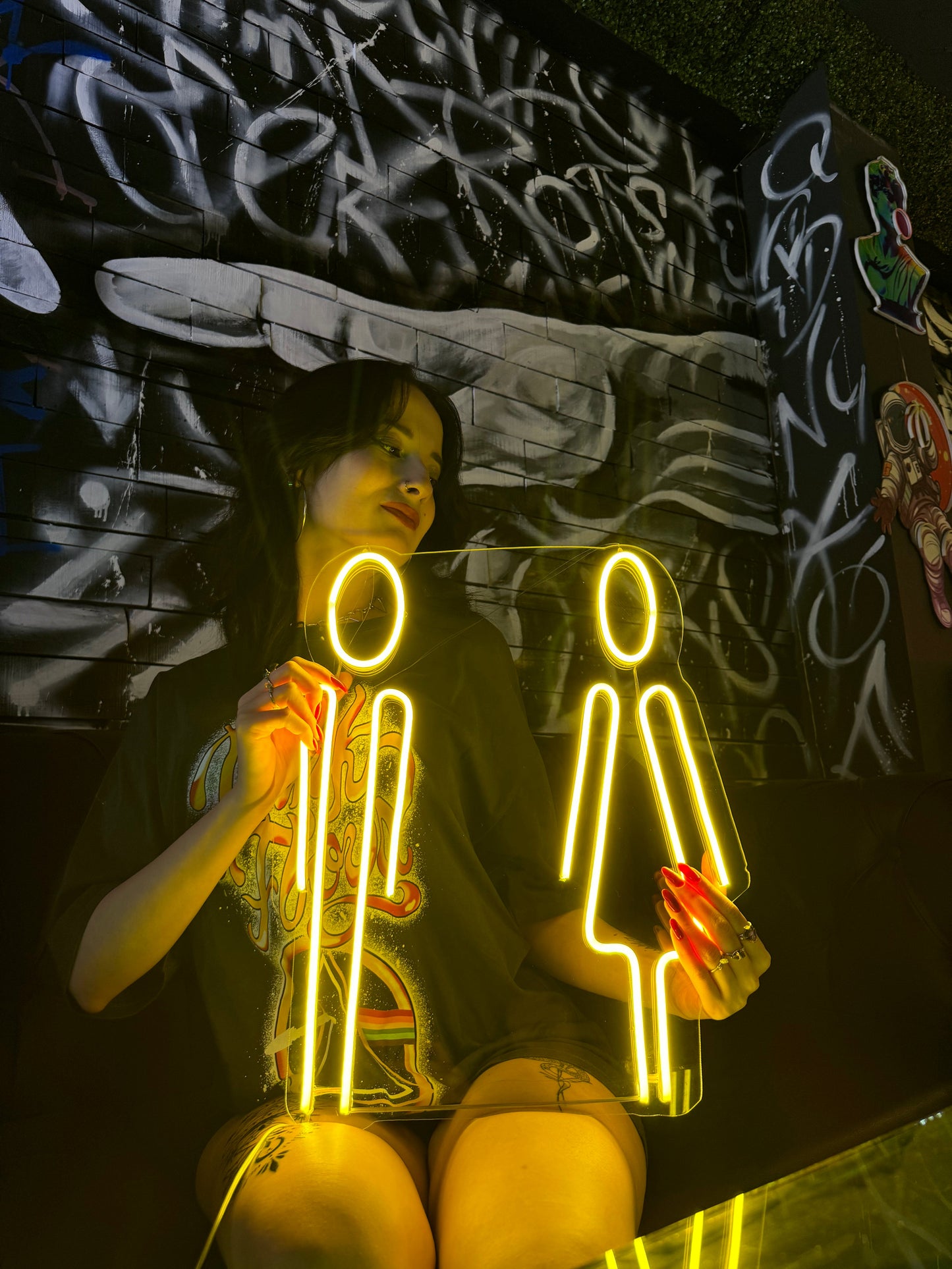 Modern Restroom Symbols Neon Dekor