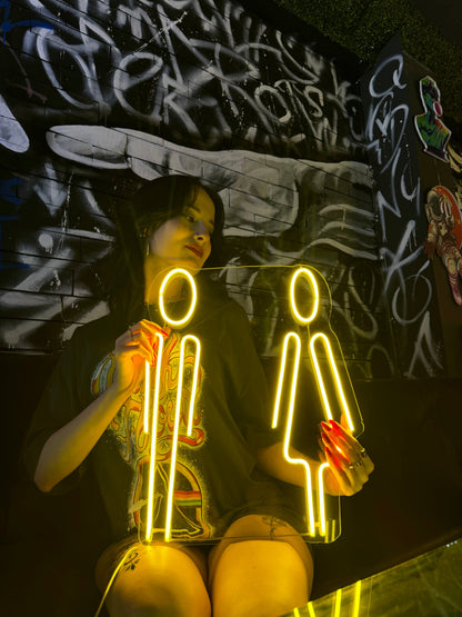 Modern Restroom Symbols Neon Dekor