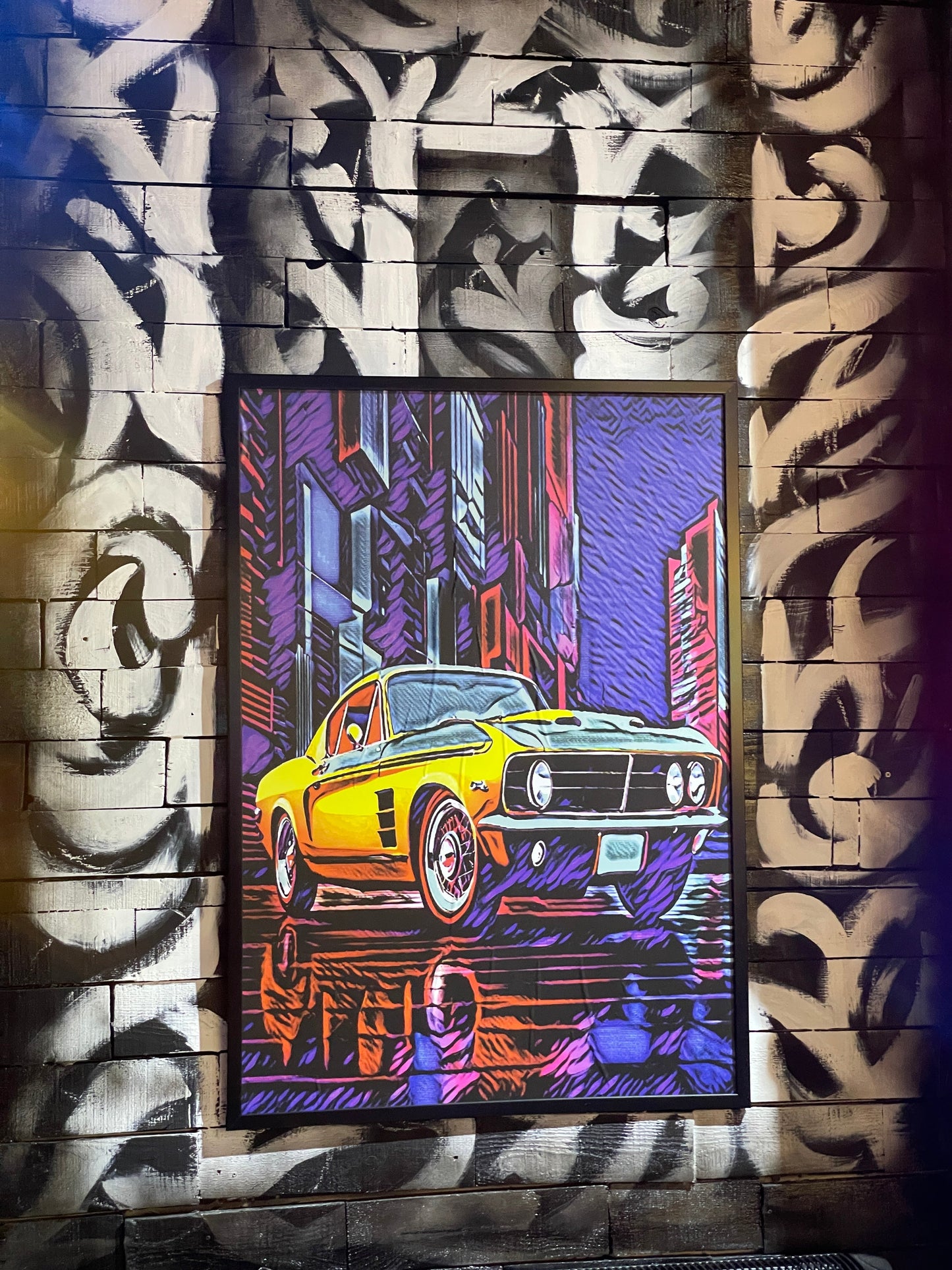 Vibrant Muscle Car Neon Özel Tasarım Dekor