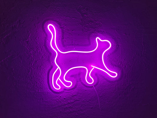 Neon Kedi Silüeti Dekor