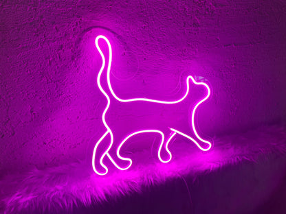 Neon Kedi Silüeti Dekor