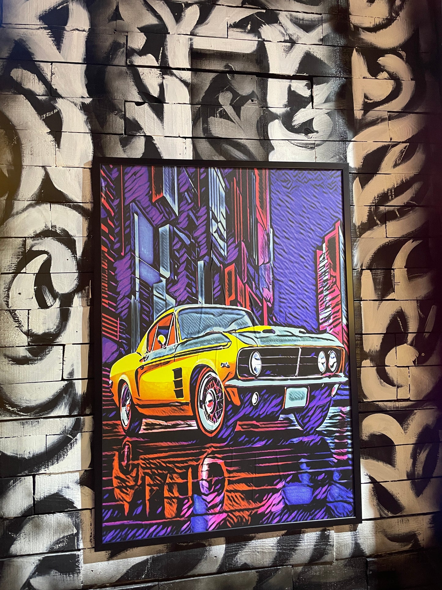 Vibrant Muscle Car Neon Özel Tasarım Dekor