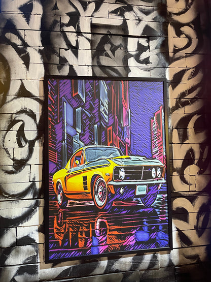 Vibrant Muscle Car Neon Özel Tasarım Dekor