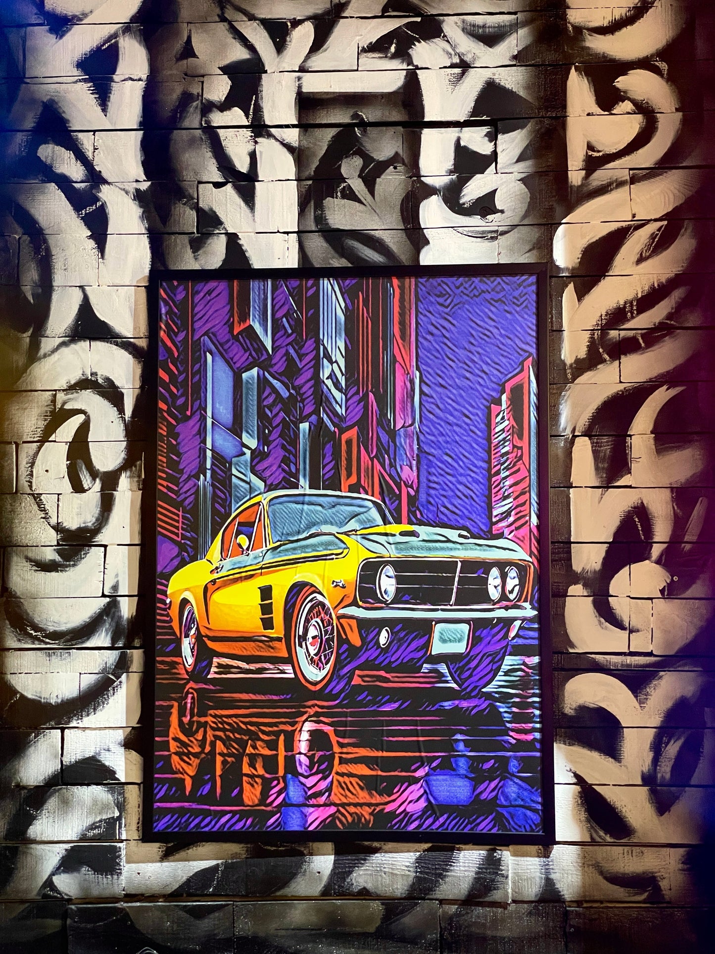 Vibrant Muscle Car Neon Özel Tasarım Dekor
