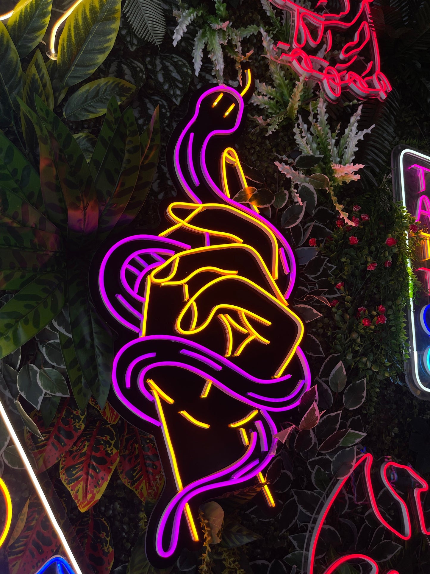 Hand With Snake Neon Dekor
