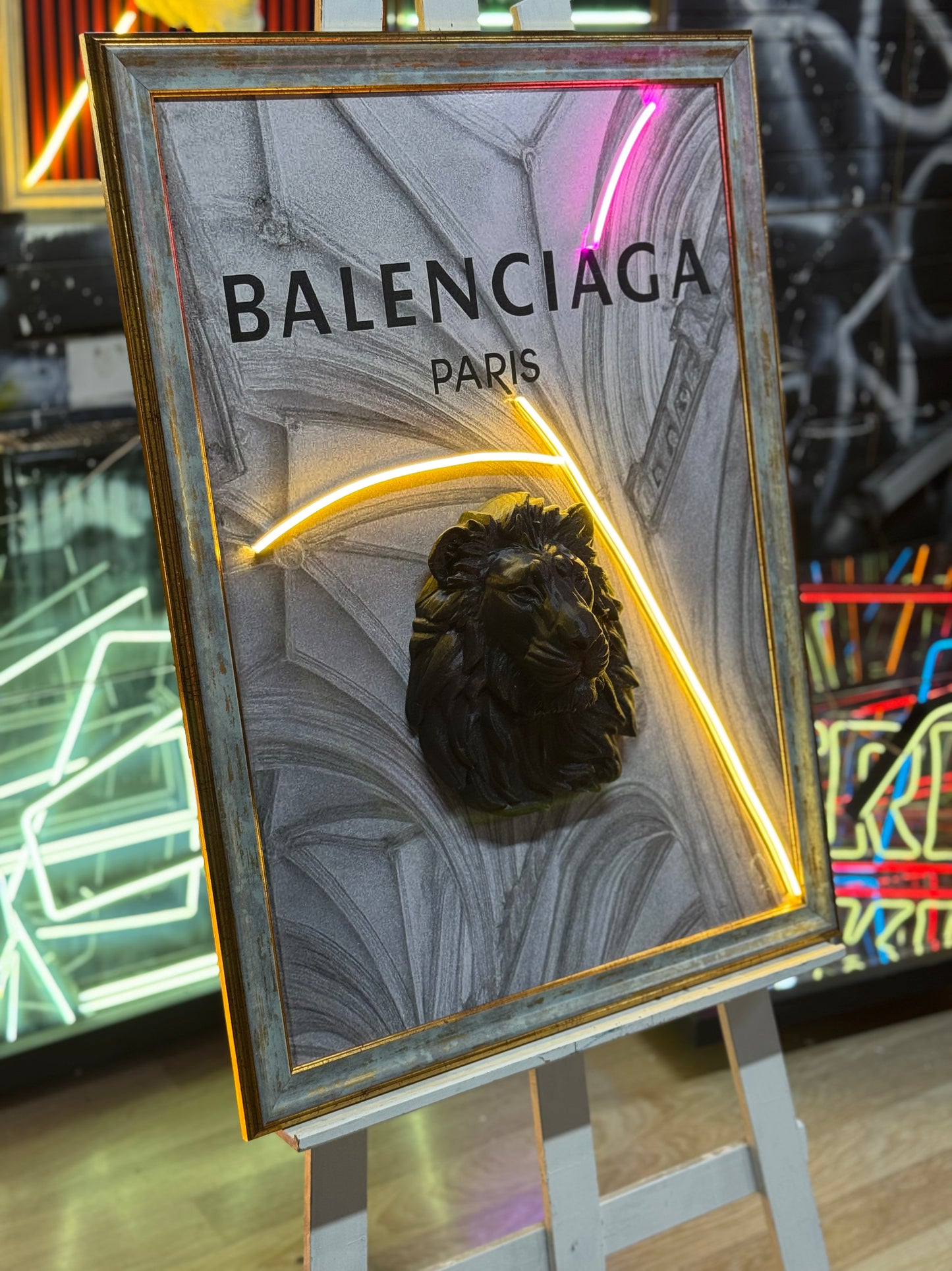 Balenciaga Consept 3D Neon Tablo