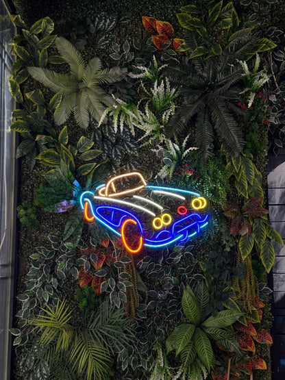Vintage - Retro Otomobil Şekilli Neon Tabela