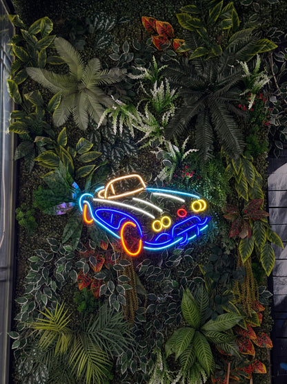 Vintage - Retro Otomobil Şekilli Neon Tabela