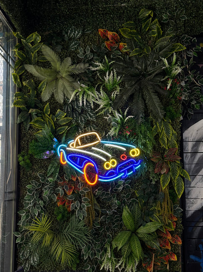 Vintage - Retro Otomobil Şekilli Neon Tabela