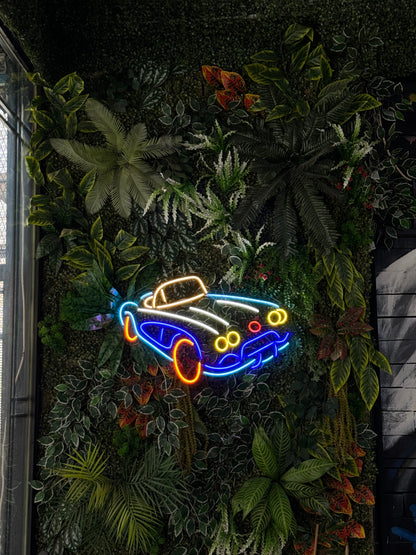 Vintage - Retro Otomobil Şekilli Neon Tabela