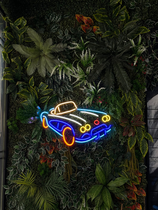 Vintage - Retro Otomobil Şekilli Neon Tabela