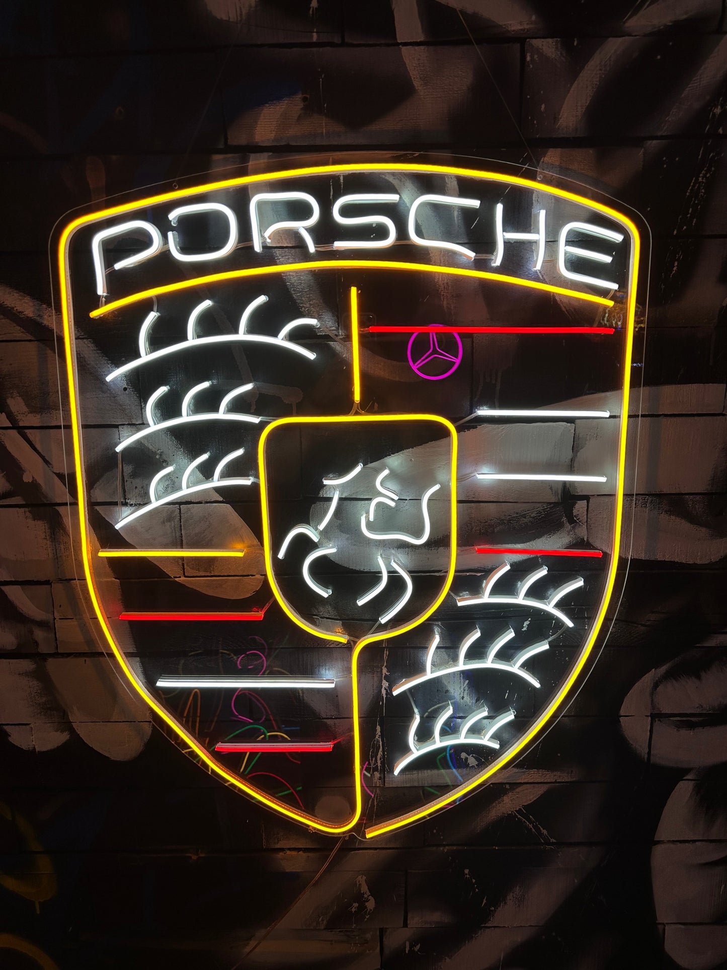 Custom Neon Porsche Logo Duvar Dekoru