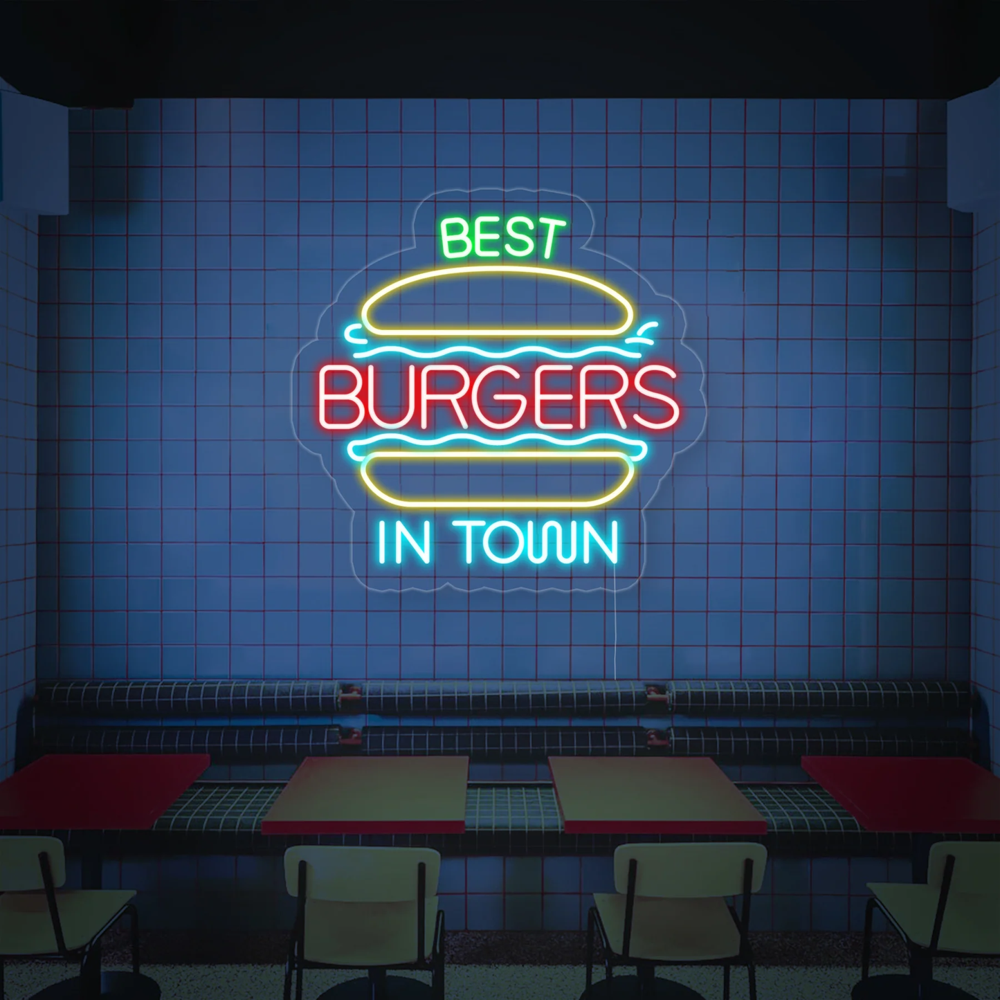 Best Burgers In Town Neon Tabela