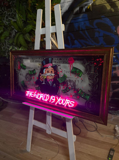 World is Your ' Dolar Neon Tablo
